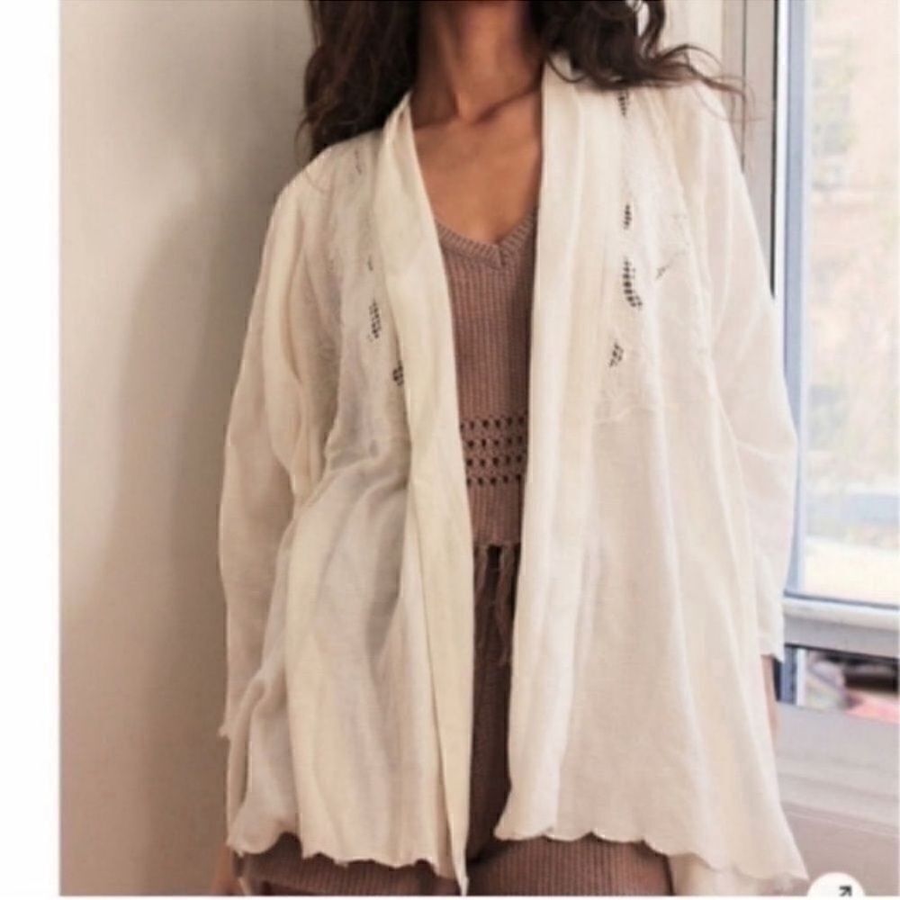 Free People White Crotchet/Lace Open Front
Cardigan(Size Medium) - Picture 4 of 11